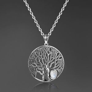 Chains Sterling Silver 925 Necklace Natural Moonstone Pendant For Women Tree Shape Birthday Anniversary Gift Fine Jewelry