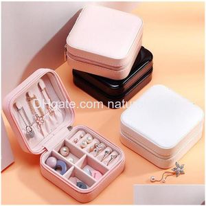 Jewelry Boxes Portable Zipper Pu Leather Travel Storage Box Rings Earrings Necklace Organizer Gift Display Case Accessories Holder P Dh1Xc