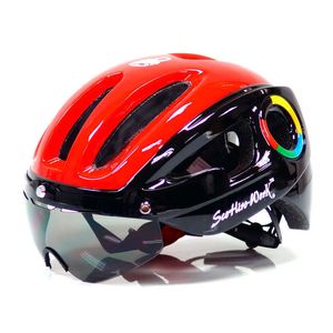 ヘルメットMTBサイクリングヘルメットメンズ自転車レンズグレーバイザーメガネダウンヒルマウンテンロードバイクヘルメットキャスルートカスコスシクリスモP230419