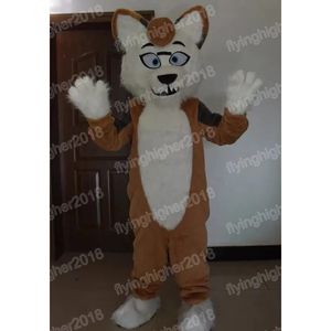 Simulação marrom lobo cão mascote traje adulto tamanho dos desenhos animados anime tema personagem carnaval para homens mulheres halloween natal fantasia vestido de festa