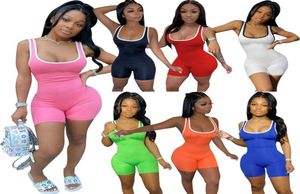 Kvinnor Sexig Yoga Shorts Romper Jumpsuit One Piece Sleeveless Bodycon Bodysuit Pyjamas Fitness för träning Yoga Gym CB Clothes3107300