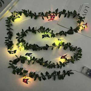 Dekoratif Çiçekler 1 PC LED Kelebek Işık Dize Yapay Bitki Yeşil Ivy Yaprak Çelenk Düğün Dekorasyon Ev Duvar Asma Sahte Çelenk