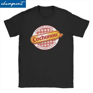 Mens Tshirts cochonou t skjortor män kvinnor ren bomull unik o halsröd plädstil tees kort ärm klädfödelsedag present 230419