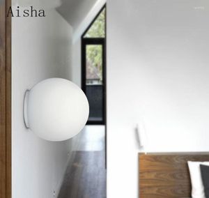 Lampada da parete moderna LED globale Sconce Light 14cm 25cm 35cm Globo bianco latte rotondo paralume in vetro Dioscuri Parete soffitto SoffittoWa7362715