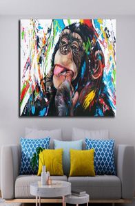 Graffiti Sevimli Maymun Tuval Resimleri Renkli Basılı Poster ve Baskılar Resim Duvar Resimleri Oturma Odası Ev Süslemeleri4351149