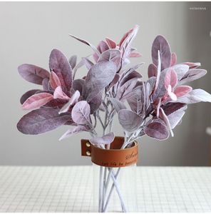 Decorative Flowers 38cm Artificial Desktop Plants Red Color Plastic Flocking Leaf Flower Arrangement Material Office Home El Deco Wedding