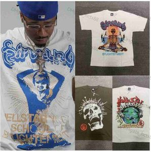 Hellstar Studios는 Heaven Tee Tee Tee Teny Hip-Hop Short Sleeves T Shirts Unisex Cotton Tops Man Vintage T-Shirts 여름 느슨한 티 여성 톰보이 의상 TM