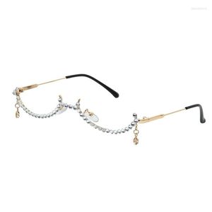 Sunglasses Frames Woman Fashion Half Frame Glasses Drops Without Lenses Pendant Rhinestone Decoration Dot Diamond Handmade