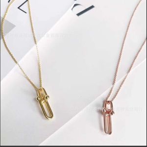 Tiffanylris ecklace t Sterling Sier U 자형 대나무 링크 펜던트 목걸이 목걸이 칼라 체인 여성 로즈 골드 라이트 다목적 패션 단순