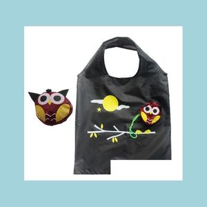 Storage Bags Owl Reusable Grocery Foldable Shop Large Capacity Tote Travel Recycle Organization Handle Bag Ecofriendly Drop Delivery Dhlsr