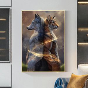 Schwarzweiss-Löwe-Liebes-Plakate und Druck-Tierleinwand-Malerei-Wand-Kunst-Bilder für Hauptwohnzimmer-Dekoration Cuadros