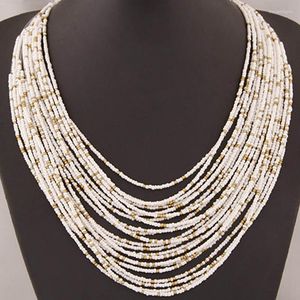 Catene 6 colori Boemia stile multistrato bavaglino dichiarazione collare perline di vetro collana girocollo gioielli di moda per le donne all'ingrosso