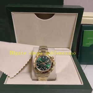 18 Farben mit Box Herren Chrono Uhr Herren 40 mm 116508 Grünes Zifferblatt 904L Stahl 18 Karat Gelbgold Armband 116500 Kal. 4130 Uhrwerk 116503 Automatische Chronographenuhren