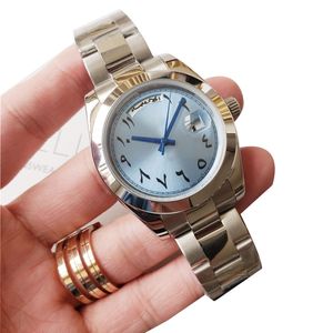 AAAは男性用の時計完全自動機械時計アラビアの数字時計40mm中東カレンダー精密鋼ストラップ高品質の腕時計