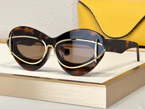Modedesigner 40119 solglasögon för kvinnor acetat metall dubbel ram kattögon glasögon sommar avantgarde personlighet stil toppkvalitet anti-ultraviolet gåvor
