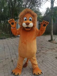 NOWOŚĆ KOSTUSOTY MASCOTA Rzeczywiście obraz Brown Lion Mascot Costumes Halloween Cartoon Size Fancy Sukienka