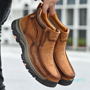 Safety Shoes Men's leather ankle boots Autumn and winter men's shoes Fashion large casual boots cowboy boot Men's leather boots