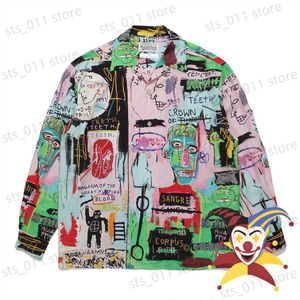 Men's Casual Shirts Green Graffiti WACKO MARIA Shirt Men Women Long Sleeve Hawaiian Shirts T230419