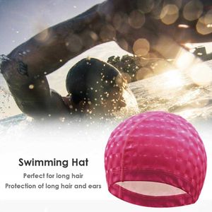 Swimming caps Fashion Swimming Cap Men Women Plus Size Adults High Elastic Ear Protection Long Hair Swimming Hat Sports Swim Accessory P230418