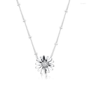 Ketten Pave Flower Collier Halskette Fit Original European Charms Sterling Silber für Frau DIY Modeschmuck