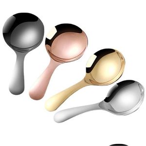 Spoons Stainless Steel Childrens Short Handle Round Head Spoon Household Kitchen Tableware Creative Mini Tea Drop Delivery H Dhgarden Dhuzo