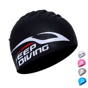 Swimming caps Women Silicone Waterproof Swimming Cap Ladies Long Hair Protection High Elastic Ear Protection Swim Caps For Surfing Diving Pool P230418