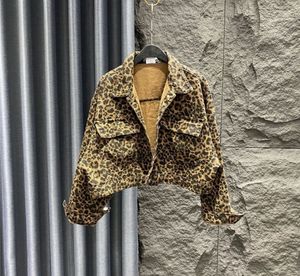 Old Girls leopard grain jacket big kids lapel single breasted long sleeve outwear teenagers all-matching casual clothing Z5481