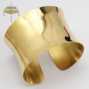Bangle Raised Edges Blank Polish Golden Bangles Stainless Steel Fashion Jewelry Wide Big Golden Cuff Bangle Bracelet For Women Ladies 230419