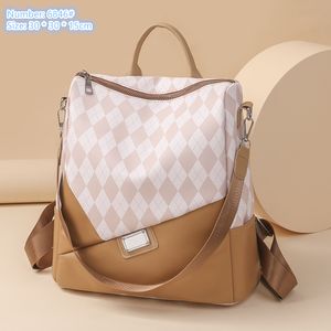 Factory wholesale ladies shoulder bag 3 colors light and soft fashion leather backpack small fresh contrast printed handbag trend rhombic student backpacks