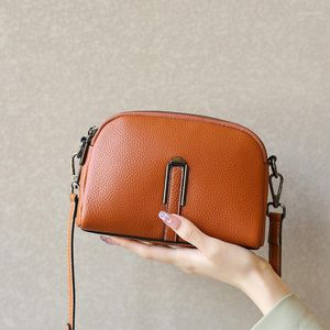 Evening Bags First Layer Cowhide Shoulder For Cell Phone Women Genuine Leather Crossbody Bag Small Double Zipper Ladies Handbags