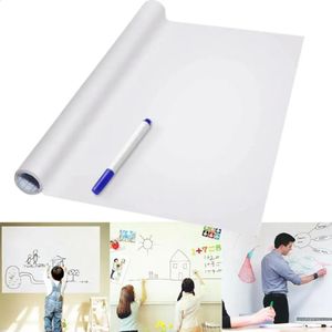 Quadros brancos 45 * 200cm Adesivo de quadro branco à prova d'água Decoração de papel de parede Lembrar quadros de mensagens Quadro branco com caneta Kid Write Graffiti 231118