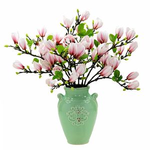 Dekorativa blommor kransar 4 färger simulering magnolia artificiell bukett falska faux gren hem diy bröllop matbord dekoration