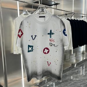 Yaz Tişörtleri Erkek Tasarımcı Tees pamuklu kıyafetler mektup yazılı boya grafiti kısa kollu gömlek moda gündelik hip hop sokak kıyafeti tişört