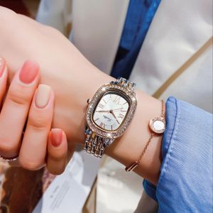 Другие часы Модные женские часы из нержавеющей стали с бриллиантами Роскошные золотые женские часы Элегантные деловые наручные часы высокого класса 231118