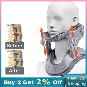 Back Massager Heating Cervical Neck Traction Device Vertebra Spine Support Brace Stretcher Posture Corrector Adjustable Collar Pain Relief 230419