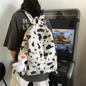 Backpack QEHIIE Cute Milk Printing Women's Canvas Travel Mochila Women School Bag For Teenager Girls Fashion Rucksack Wholesale