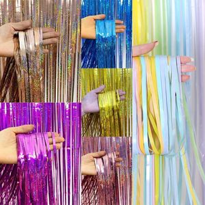 Party Decoration 2Mx2M Fringe Curtain Birthday Backdrops Decorations Baby Shower Wedding Bachelorette Background Tinsel Rain