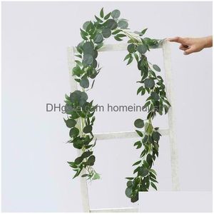 Decorative Flowers Wreaths Artificial Fake Garland Long Plants Foliage Home Decor Eucalyptus Willow Leaf Plant Greenery Foliage1 2 Dhtye