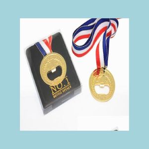 Bomboniere n. 1 Medaglia d'oro Apribottiglie con nastro al collo Ricompensa Bomboniere in metallo Apribottiglie Doccia Compleanno Sport Dr Dhawt