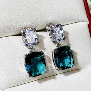 Trendy Dangle Earring 925 Sterling silver Party Wedding Drop Earrings for Women men Gemstones Promise Jewelry Gift