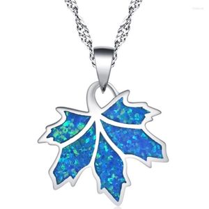Anhänger Halsketten Mode Blätter Erstellt Weiß Blau Opal Halskette Frauen Geburtstagsgeschenke Für Frau Boho Schmuck