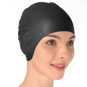 水泳キャップ1PCS大人水泳キャップ男性女性長い髪の防水水泳プールキャップ耳を保護する大きなナチオンバッドマットシリコンダイビングハットP230418