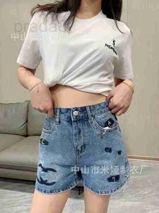 Womens Jeans designer High Quality 2023 Spring/Summer New Thick Needle Design Sense Letter Embroidery Waist Denim Shorts for Women B1YQ