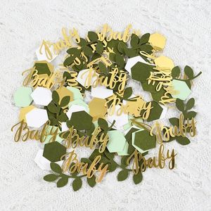 Decorazione per feste Pezzi di carta colorati Rivela il genere Tema Foglie decorative Decorazioni per la tavola per baby shower con chip rotondo