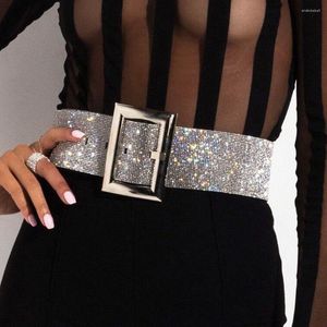 Belts Designer Brand Punk Night Party Bling Diamond Belt Ladies Dress Pin Buckle Waistband Glitter Pants Bands