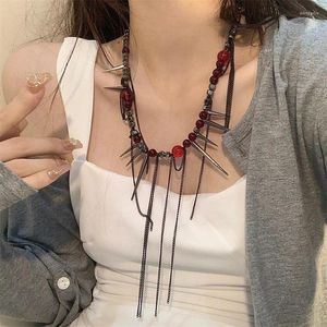 Pendant Necklaces Women's Exaggerated Jewellery Delicate Punk Style Trendy Neck Chain Black Classic Beaded Necklace Vintage Accessories