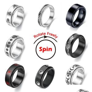 Band Rings Ring Figet Spinner Rings For Women Men Stainless Steel Rotate Ly Spinning Anti Accessories Jewelry Drop Delivery J Dhgarden Otvxm
