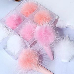 Decorazioni per nail art 6 pezzi pompon in peluche per unghie charms staccabili magnetici parti di palla pelosa gioielli per manicure accessori per la decorazione invernale 3D