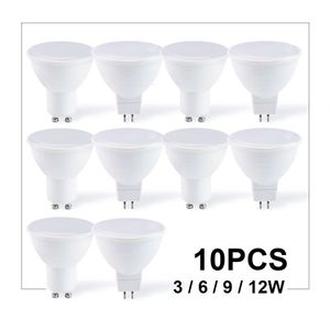 Diğer Ev Bahçesi 10pcsgu10 MGU10 MR16 LED ampul spot ışığı 220V Doğal Işık Doğa Beyaz 4000K Serin 6500K Sıcak 3000K Dimmable Cob 230419