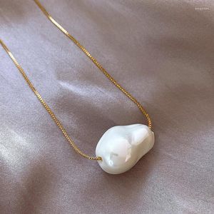 Choker Minar Elegant Irregular Baroque Pearl Pendant Necklaces Wholesale Golden Box Chain Necklace For Women Wedding Jewelry